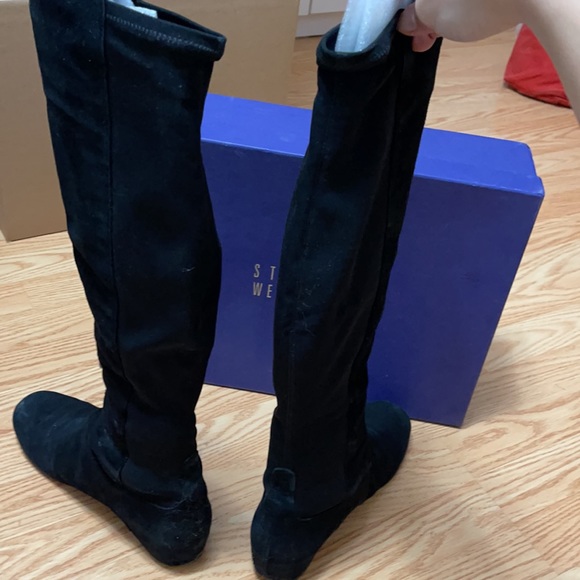 Stuart Weitzman Black Suede Wedge Boots Size 8M - Picture 4 of 7
